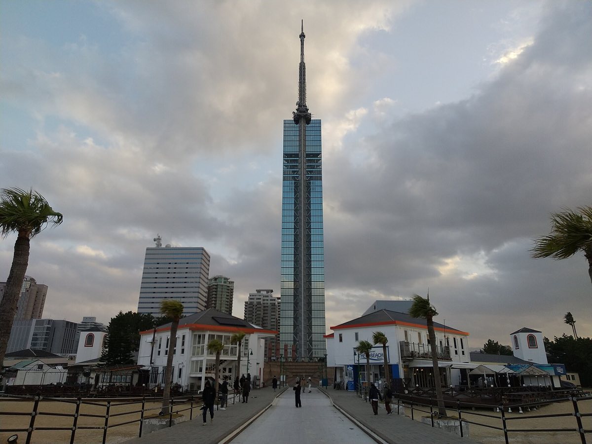 Fukuoka Tower seen from the Momochi seaside park