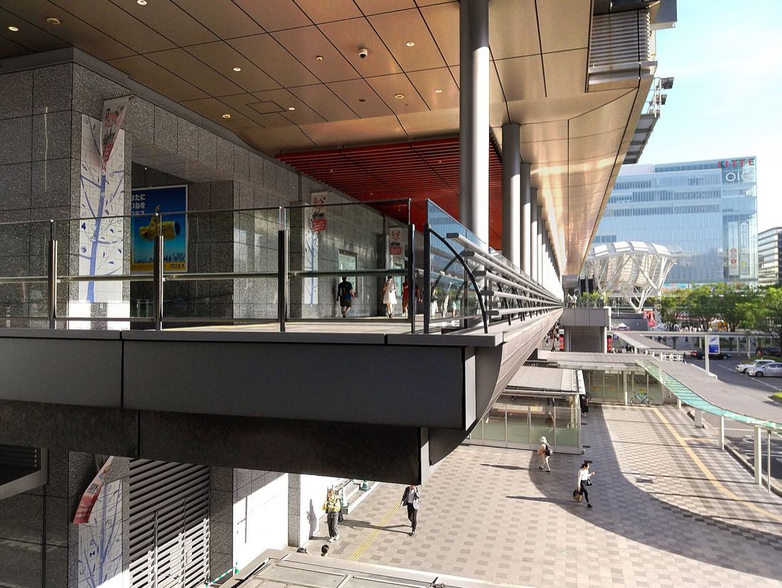 The pedestrian deck of JR Hakata City above Hakata Station